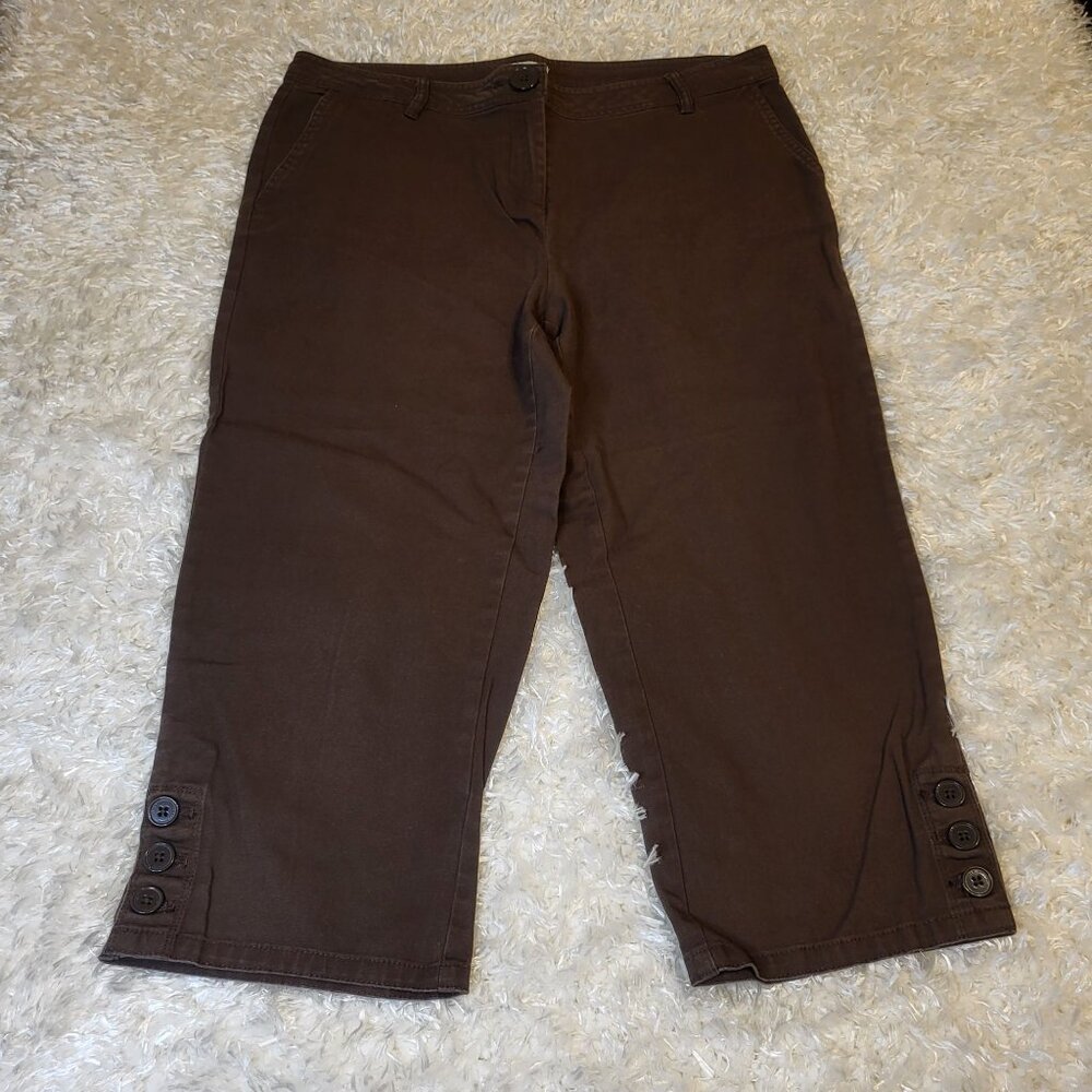 Liz Claiborne Stretch Capri Pants, Brown, Size 10